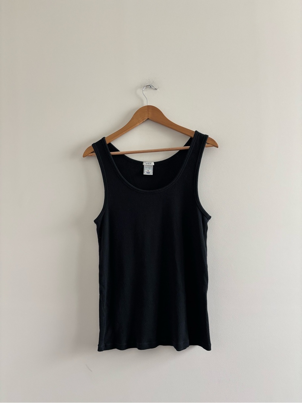 Y2K Vintage Old Navy Ribbed Tank Top Perfect Fit Black Cotton Womens XL Casual